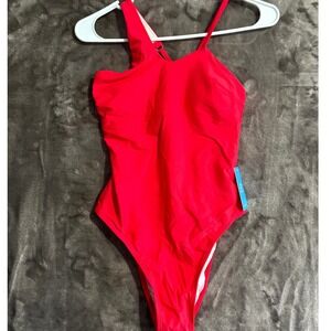 Cupshe Live Life On The Beach One Shoulder Swimsuit One Piece Womens Small Red